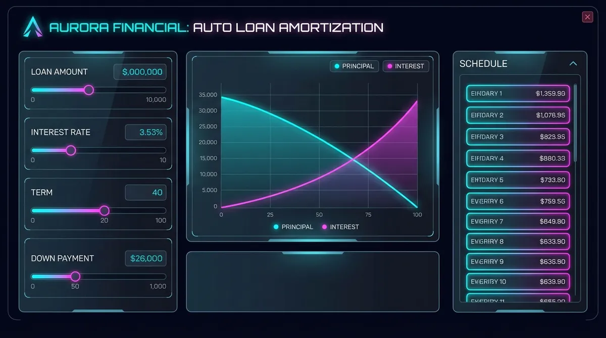 Auto Loan Amortization Calculator Interface