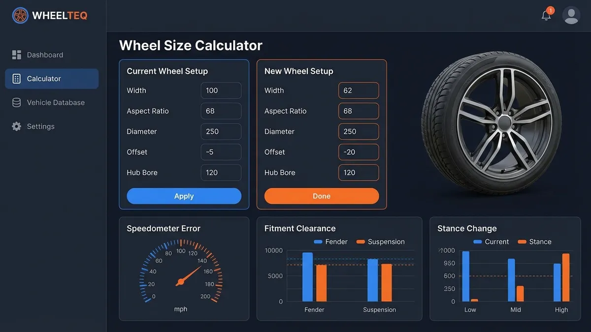Wheel Size Calculator Interface