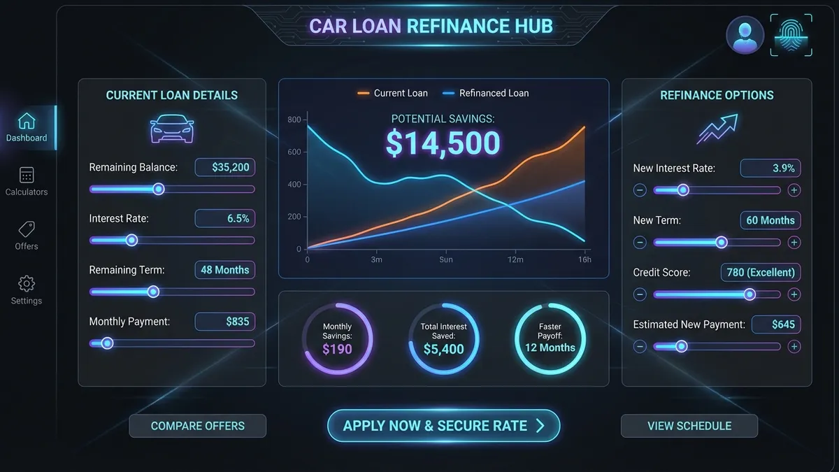Car Loan Refinance Calculator Interface