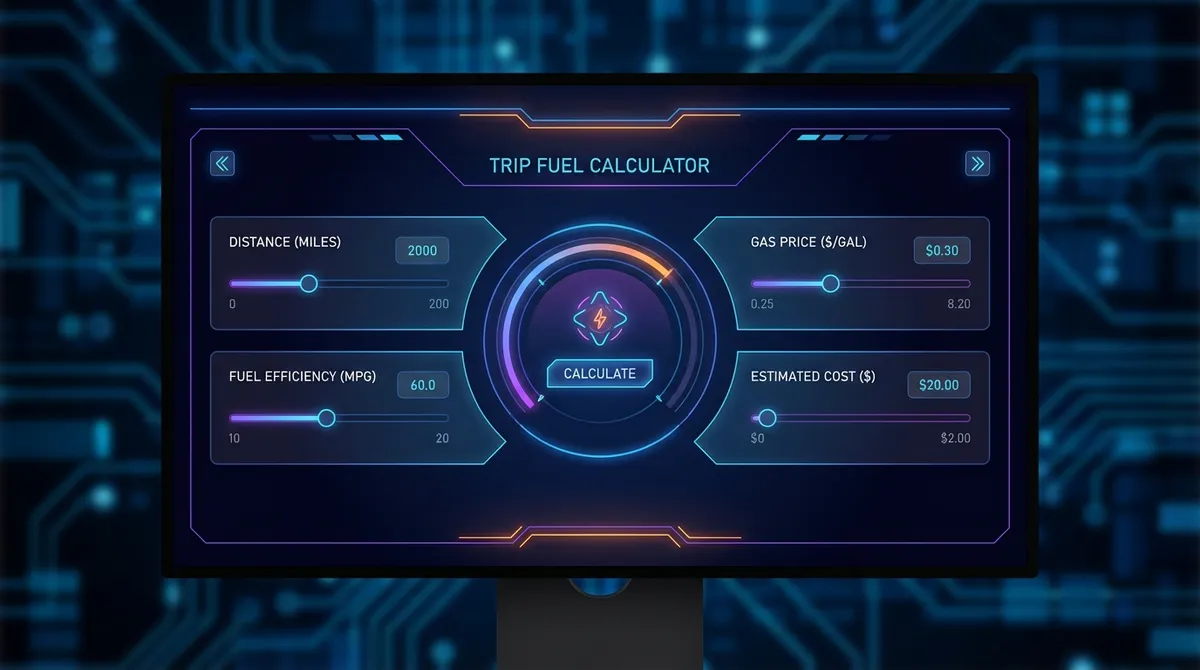 Gas Calculator For Trip Interface