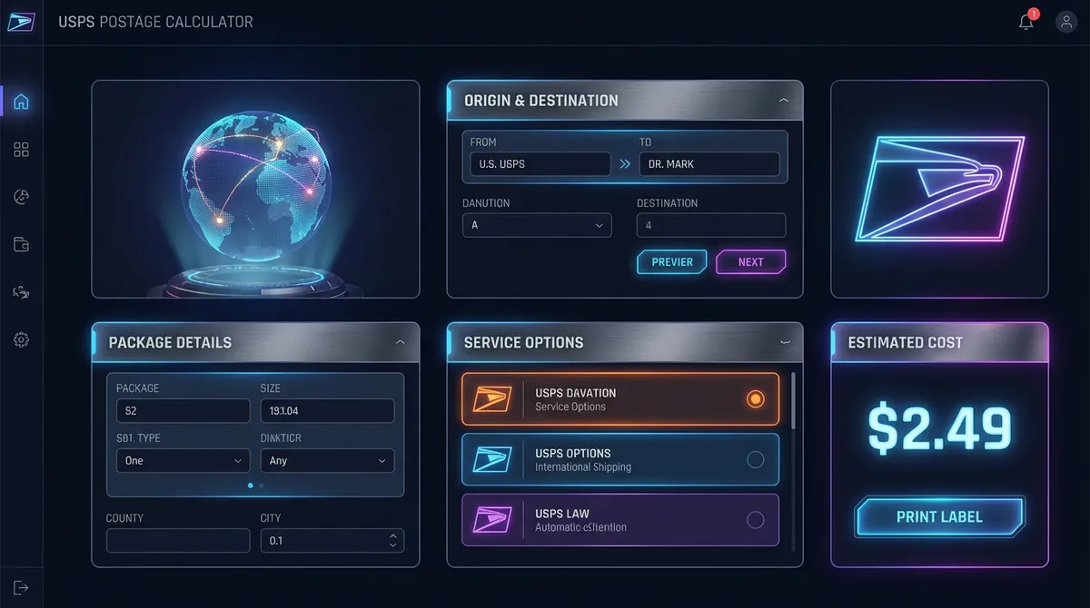 USPS Postage Calculator Interface